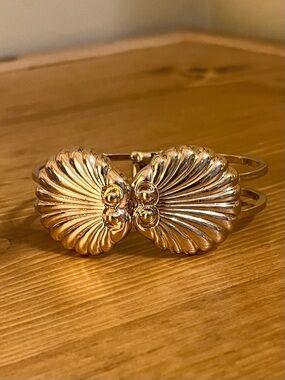 Gold Shell-Style Double Cuff Bracelet - Women's Jewelry